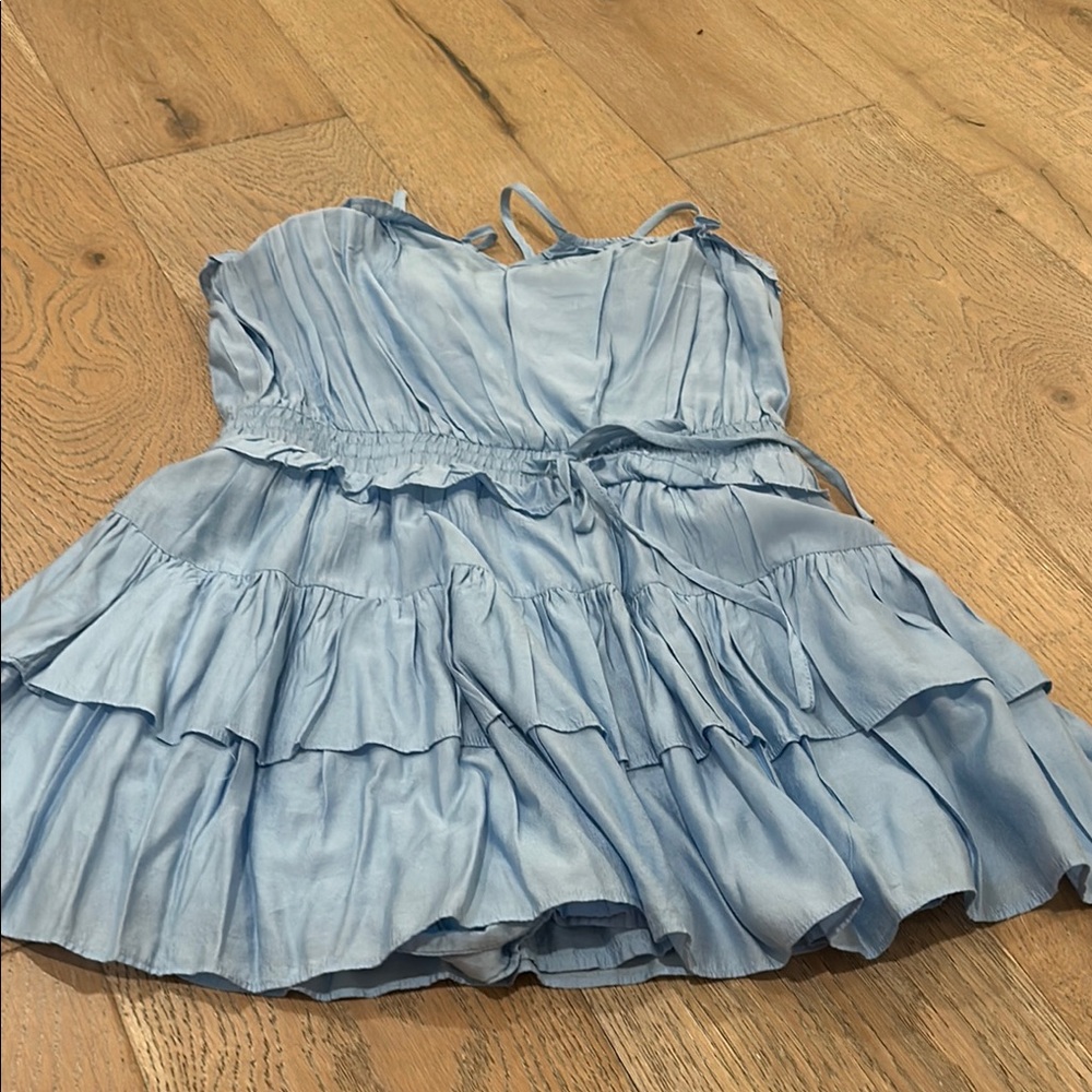 Light Blue Ruffled Mini Dress